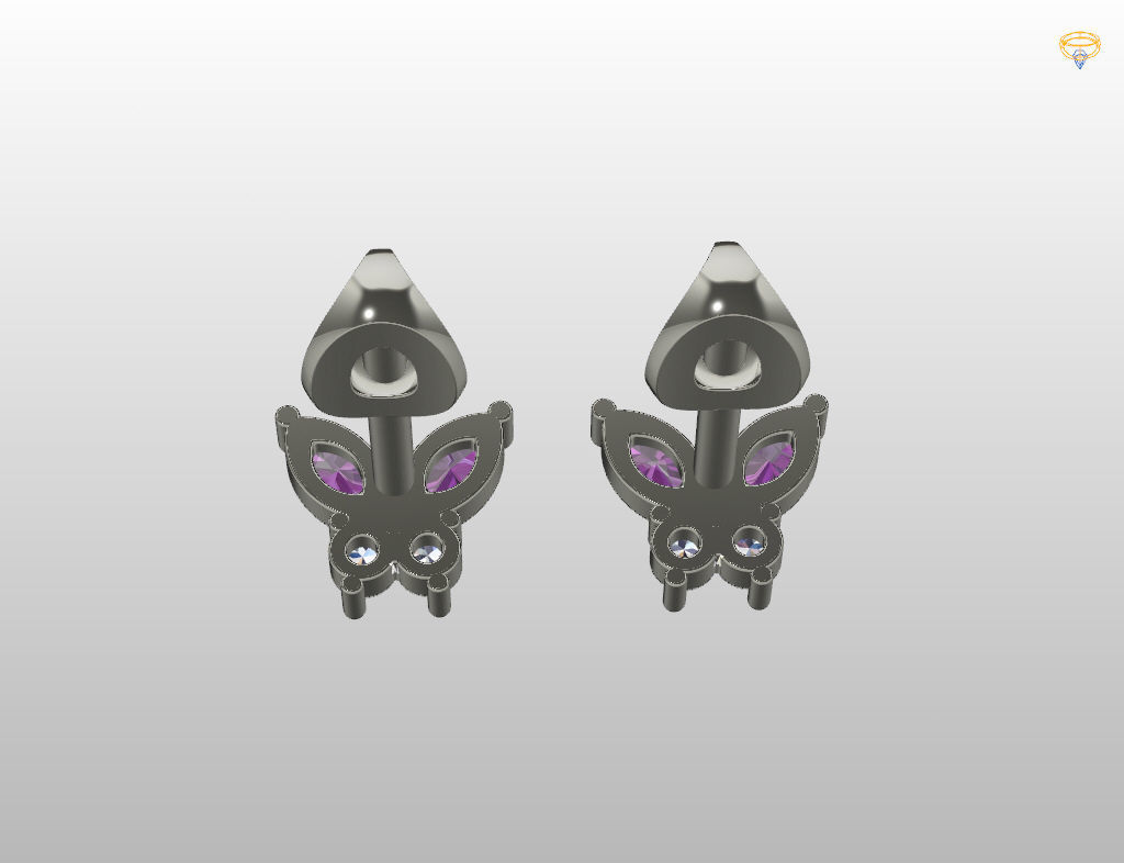 Butterfly Stud Earrings 3D print model_13