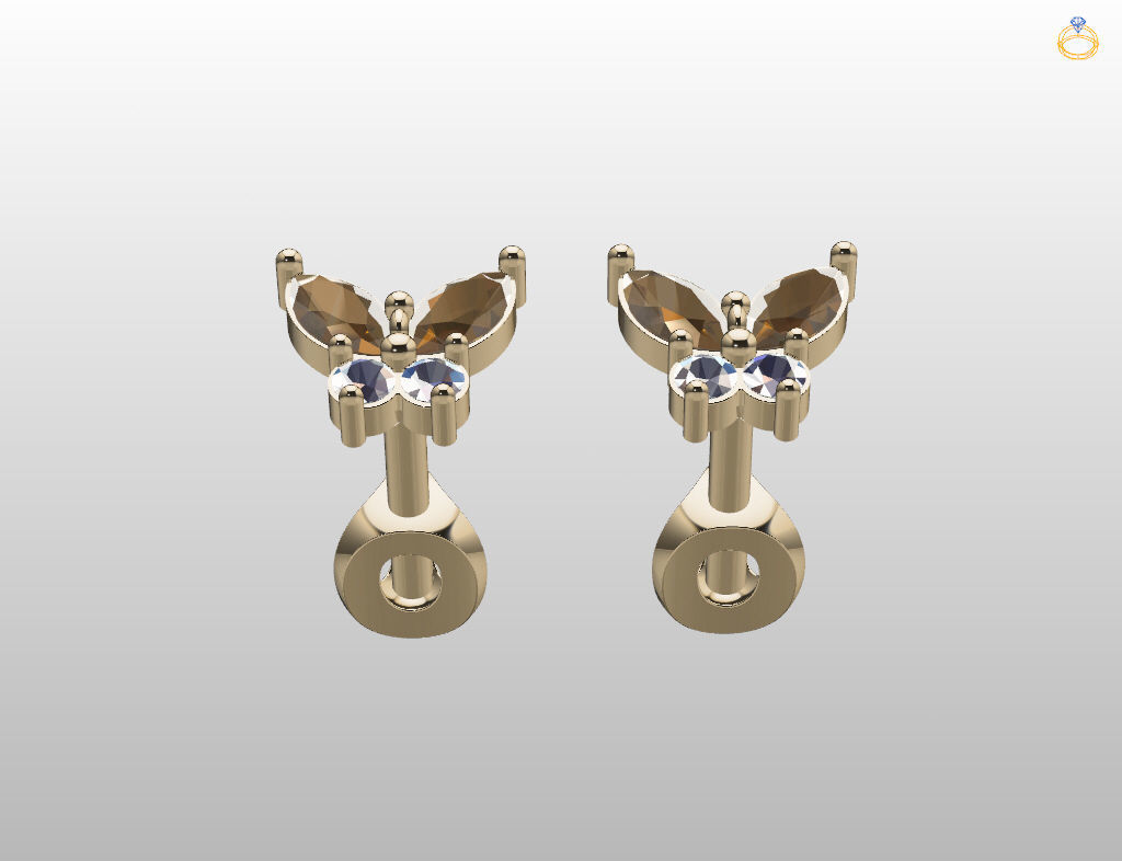 Butterfly Stud Earrings 3D print model_18