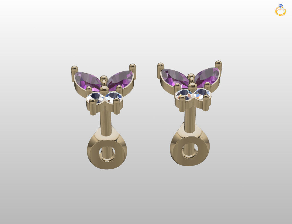 Butterfly Stud Earrings 3D print model_16