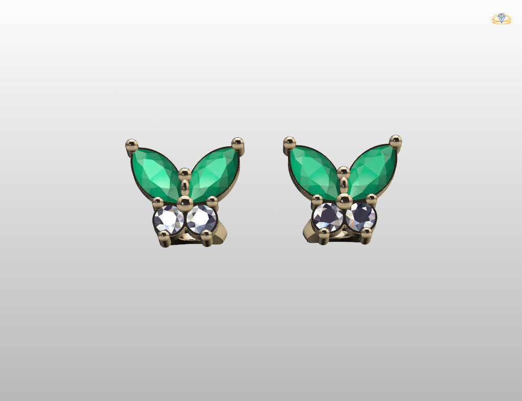 Butterfly Stud Earrings 3D print model_21