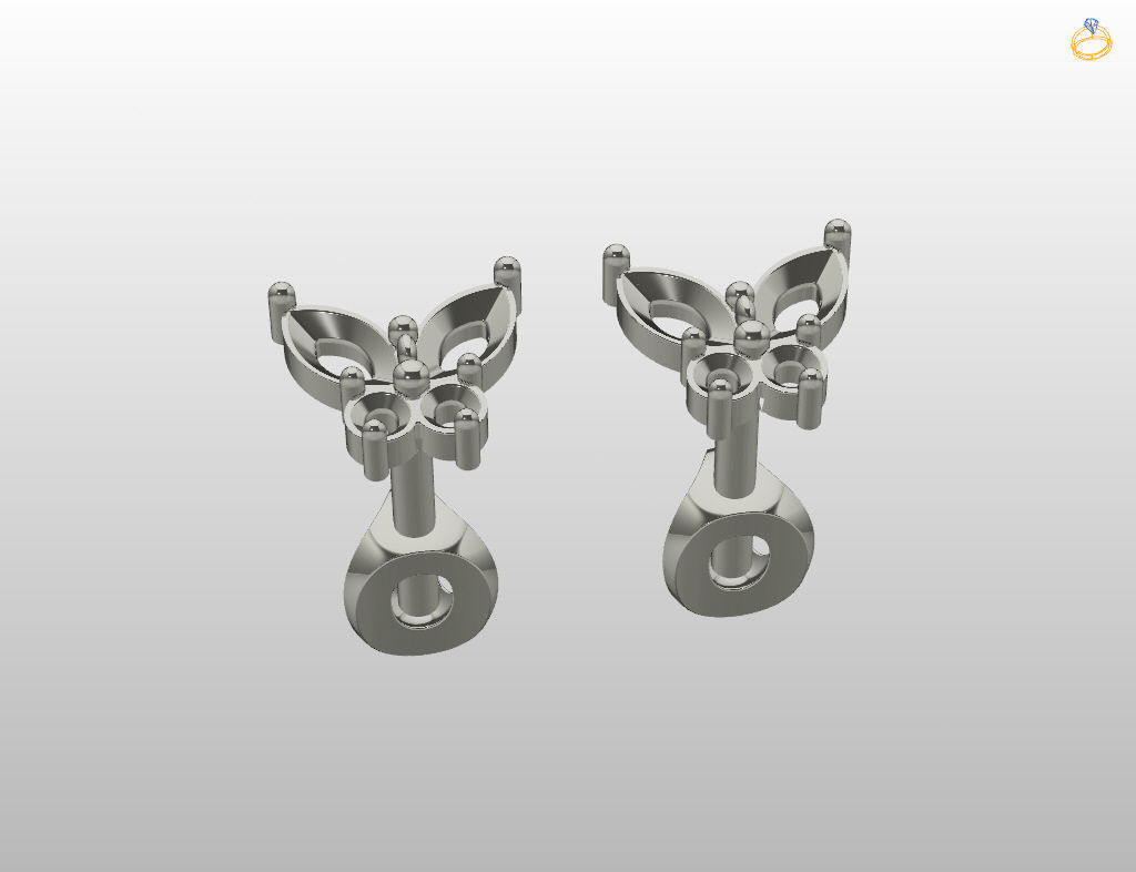 Butterfly Stud Earrings 3D print model_15
