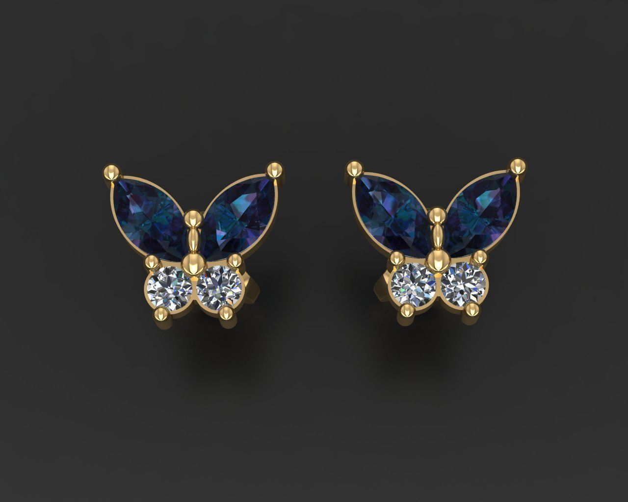 Butterfly Stud Earrings 3D print model_1