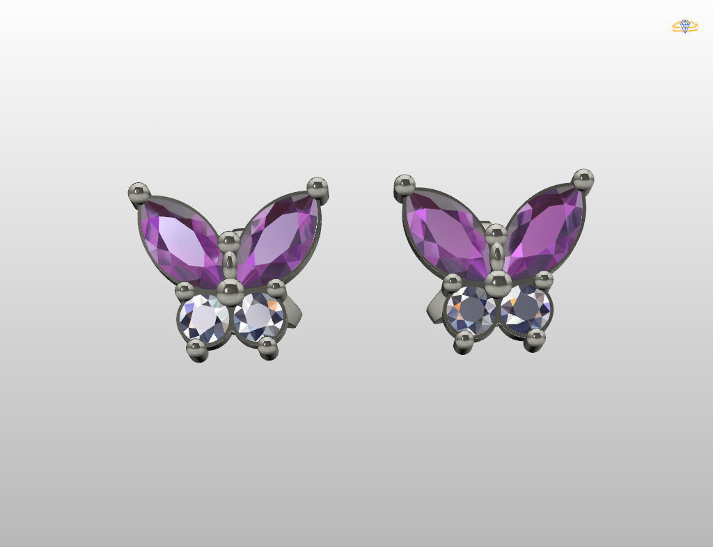 Butterfly Stud Earrings 3D print model_10