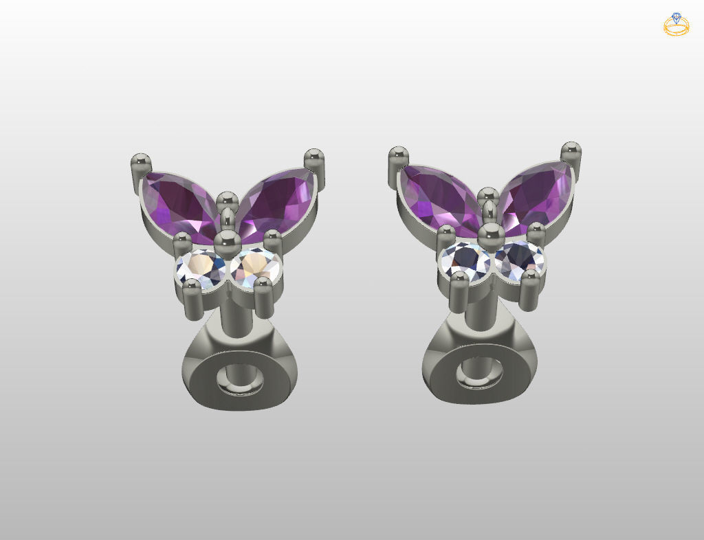 Butterfly Stud Earrings 3D print model_11