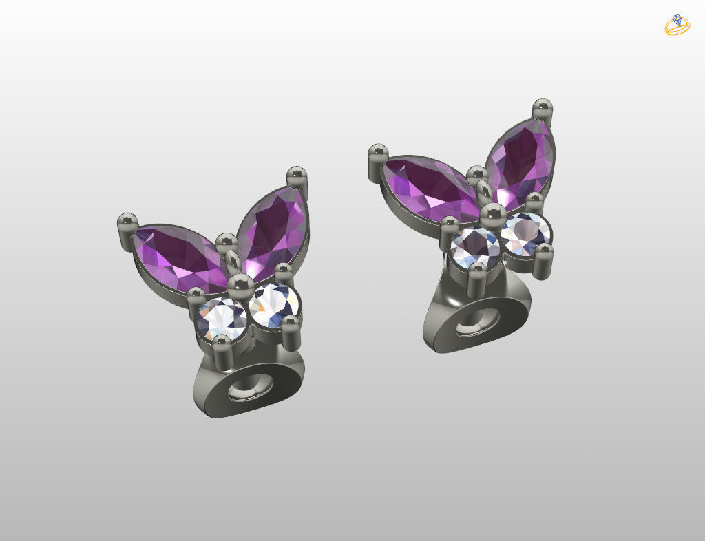 Butterfly Stud Earrings 3D print model_9
