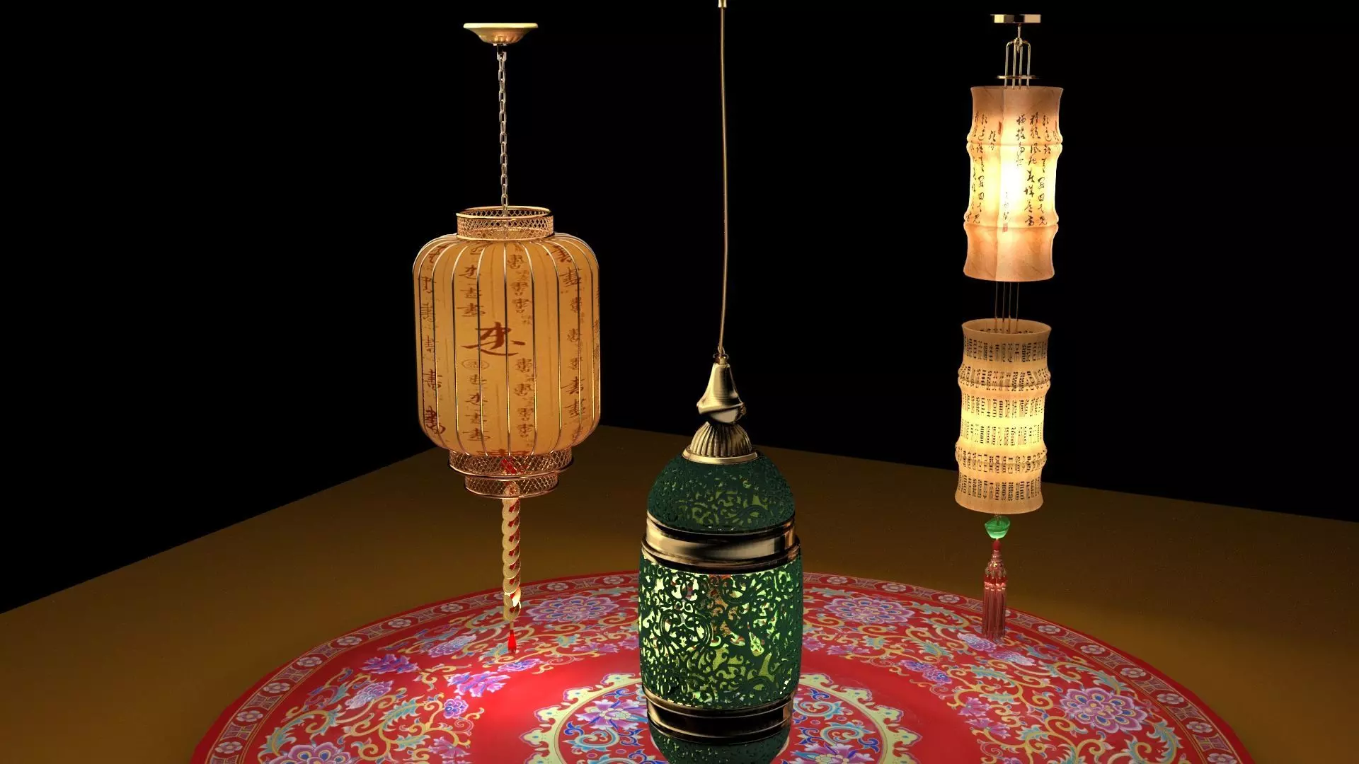 Chinese Red Lantern 3D model_0
