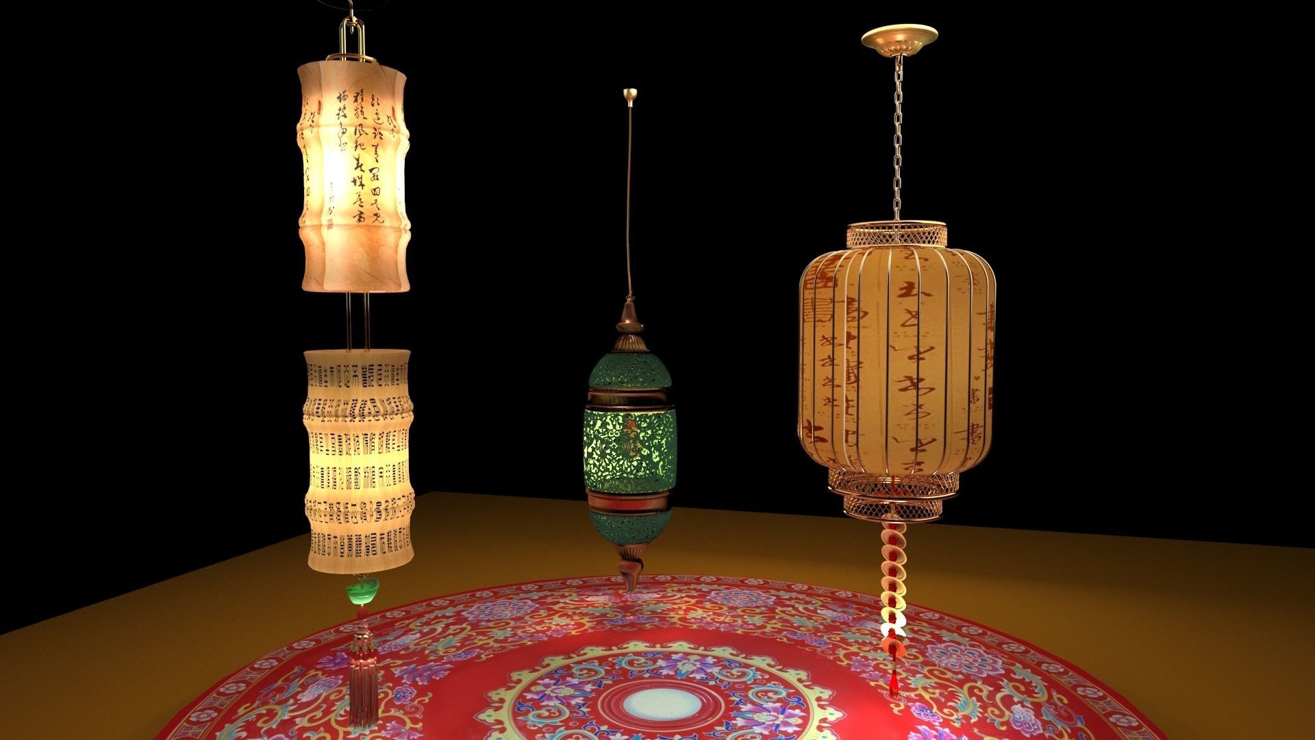 Chinese Red Lantern 3D model_1