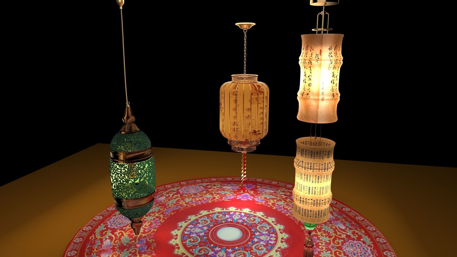 Chinese Red Lantern 3D model_4