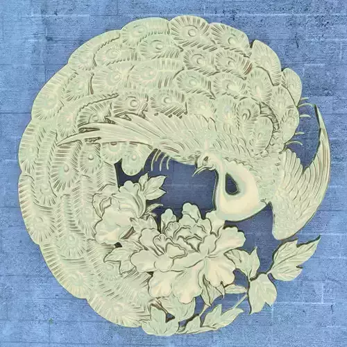 Round Peacock Relief
