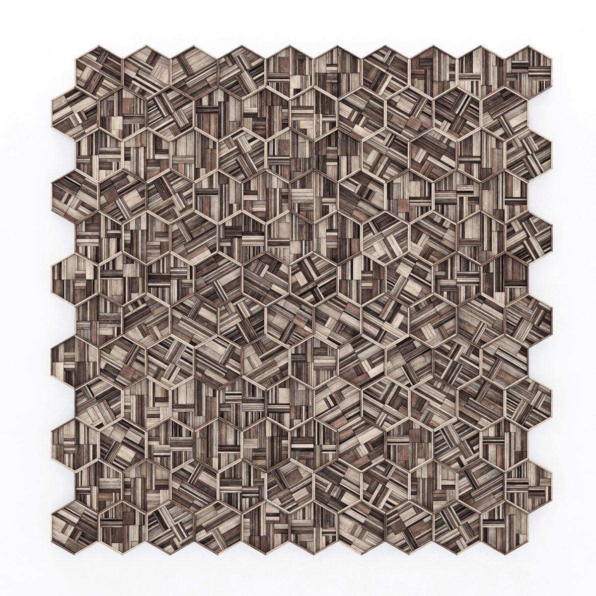 Hexagon panel wood rail frame n2 3D model_16