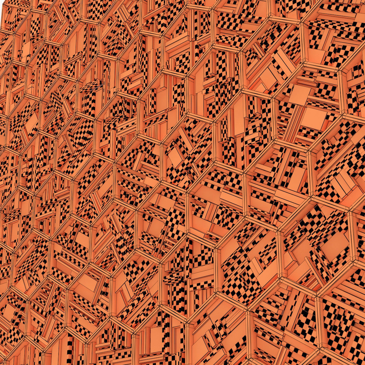 Hexagon panel wood rail frame n2 3D model_23