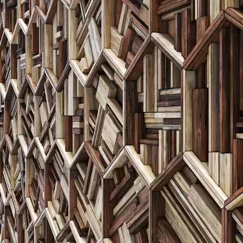 Hexagon panel wood rail frame n2