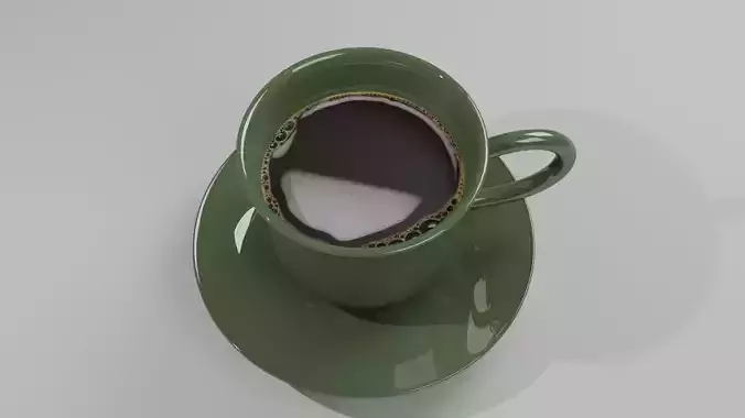 coffee cup green color ceramic 3d model