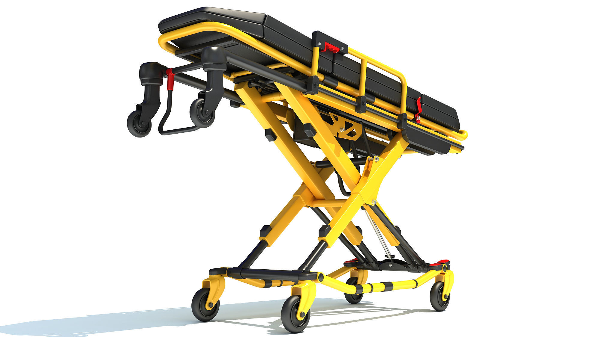 Ambulance Unfolded Gurney Stretcher 3D model_10