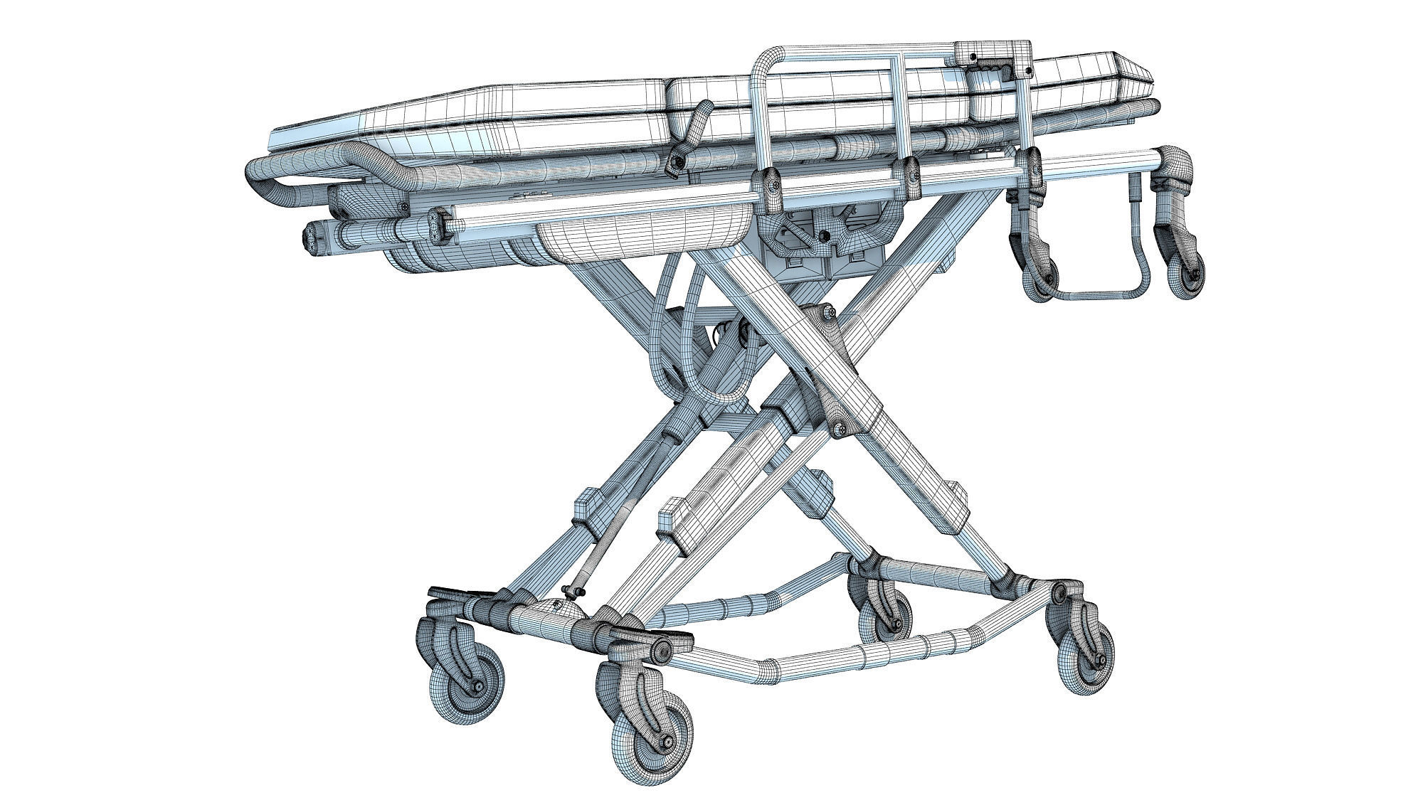 Ambulance Unfolded Gurney Stretcher 3D model_14