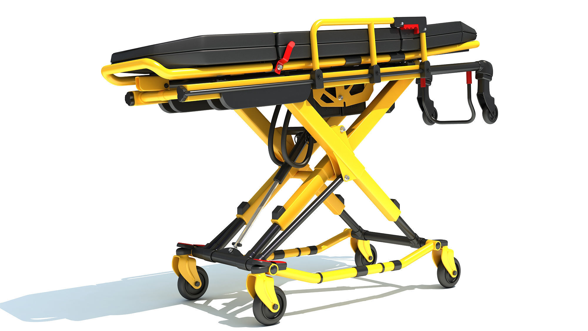 Ambulance Unfolded Gurney Stretcher 3D model_5