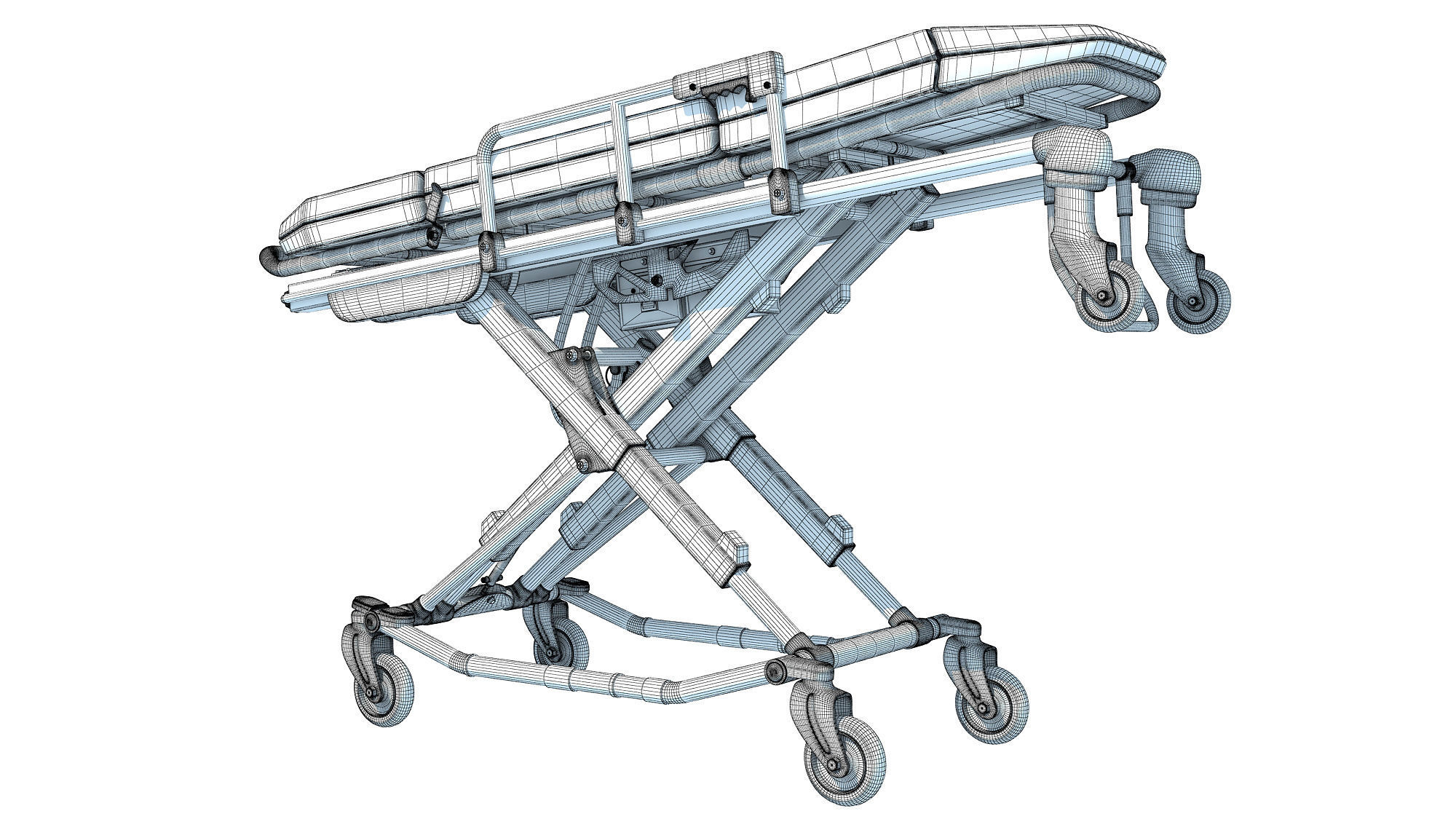 Ambulance Unfolded Gurney Stretcher 3D model_15