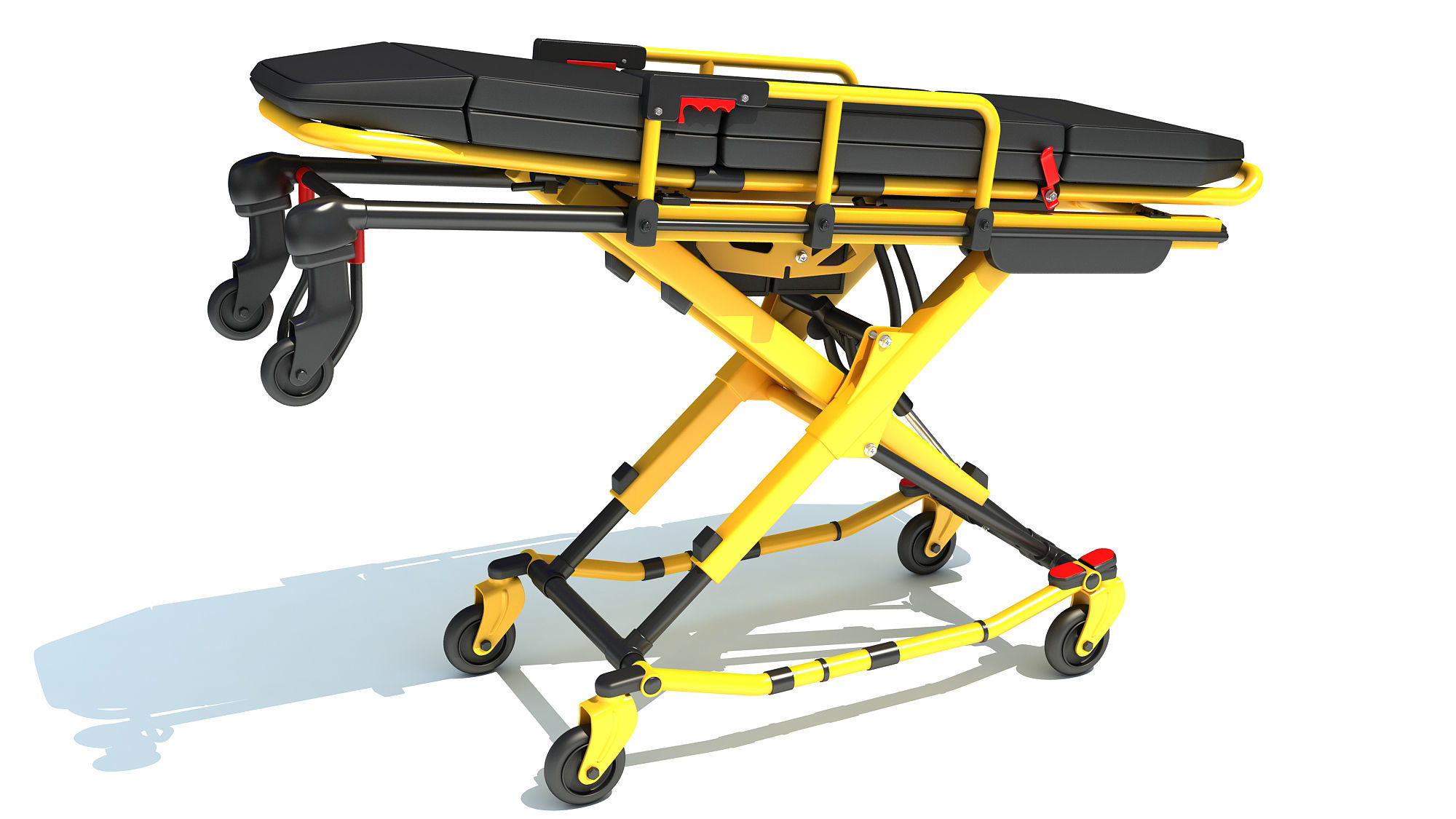 Ambulance Unfolded Gurney Stretcher 3D model_2