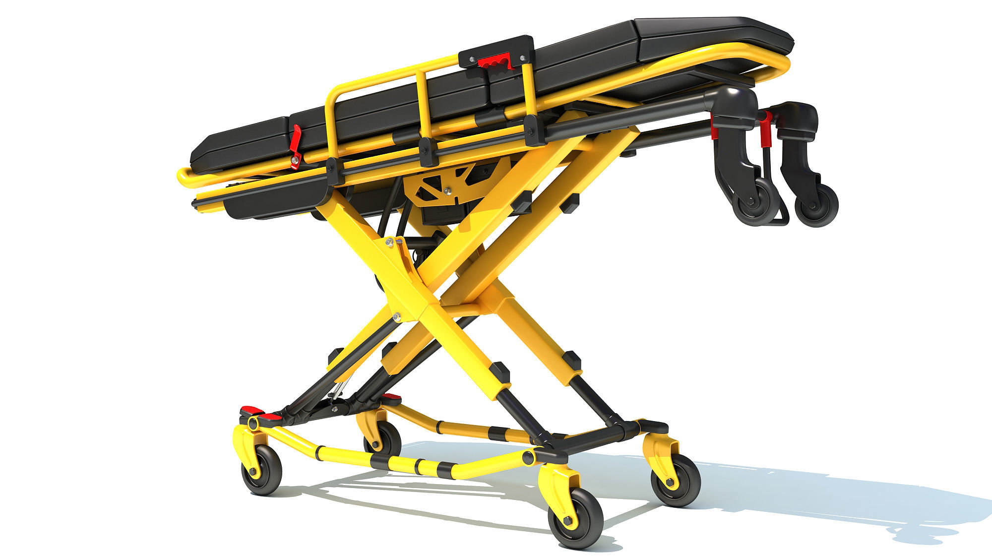 Ambulance Unfolded Gurney Stretcher 3D model_7