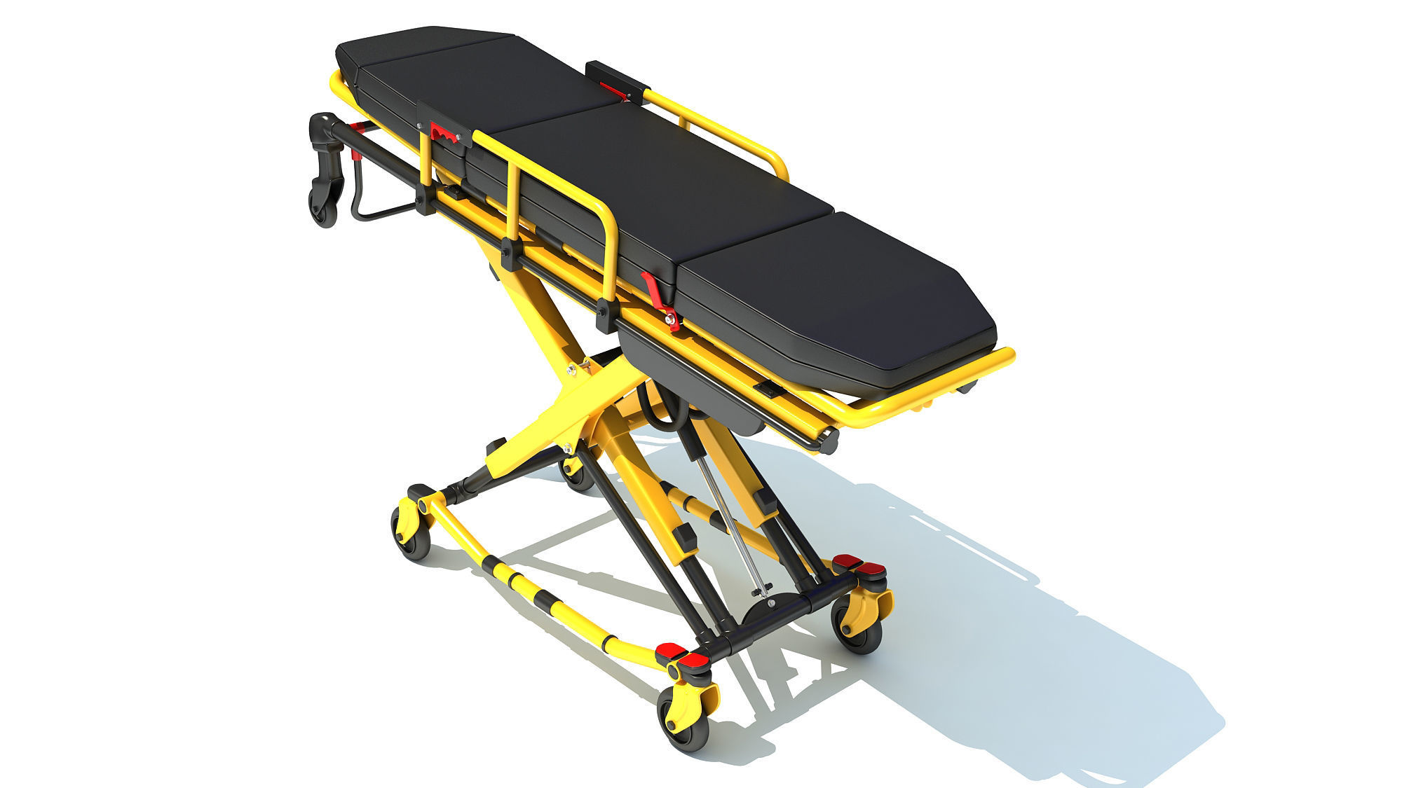 Ambulance Unfolded Gurney Stretcher 3D model_3