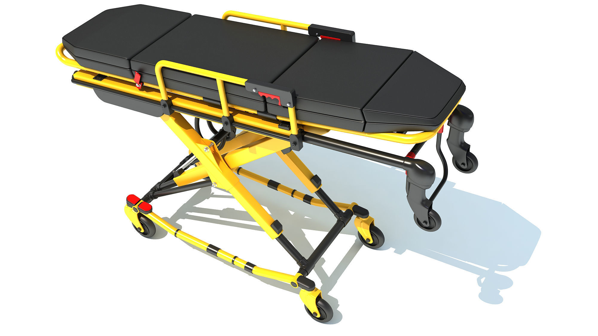 Ambulance Unfolded Gurney Stretcher 3D model_8