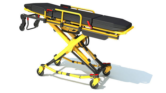 Ambulance Unfolded Gurney Stretcher 3D model