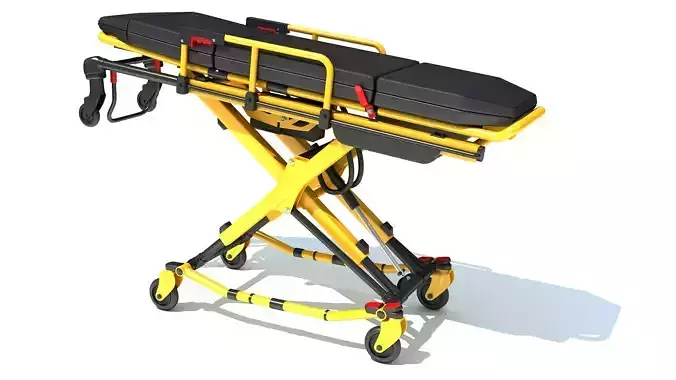 Ambulance Unfolded Gurney Stretcher 3D model