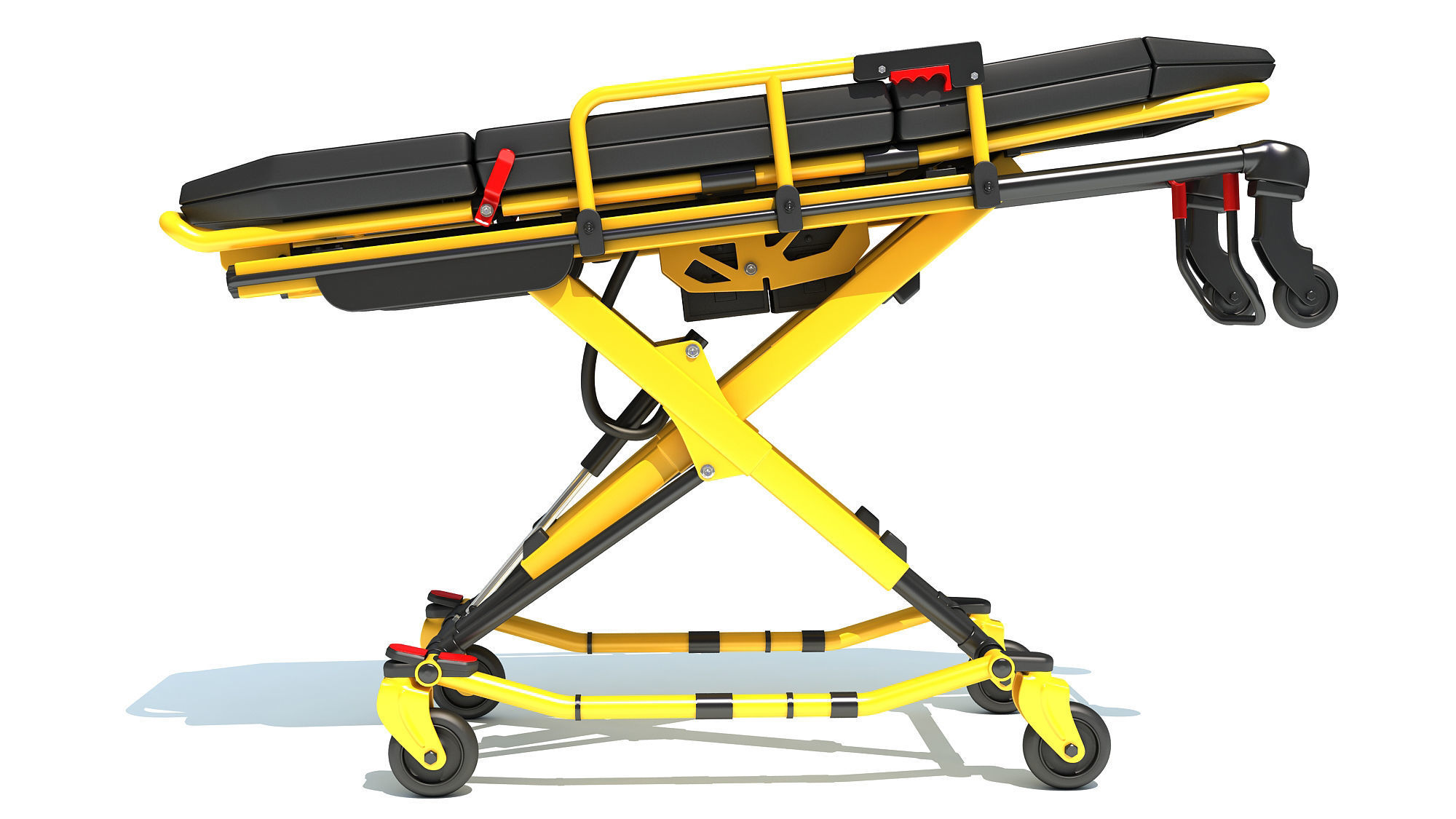 Ambulance Unfolded Gurney Stretcher 3D model_6