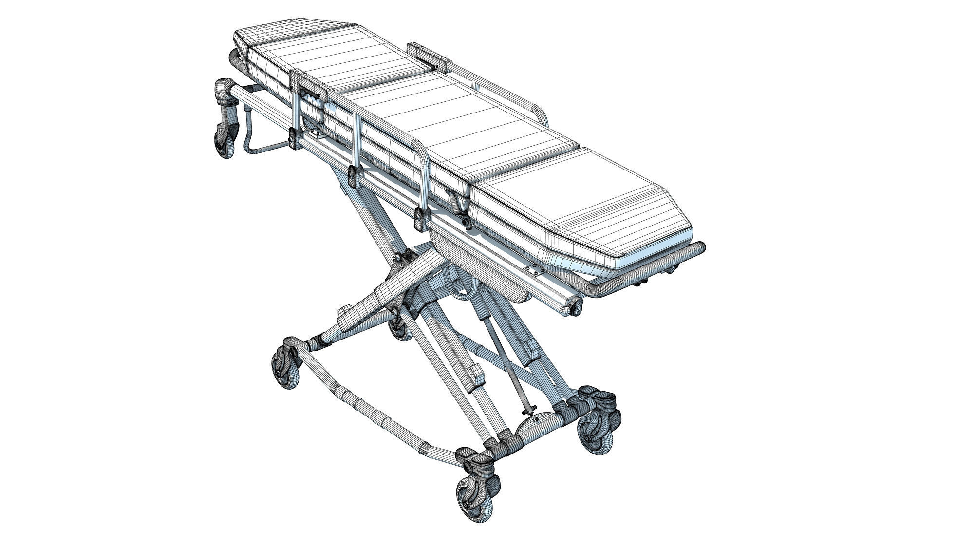Ambulance Unfolded Gurney Stretcher 3D model_13