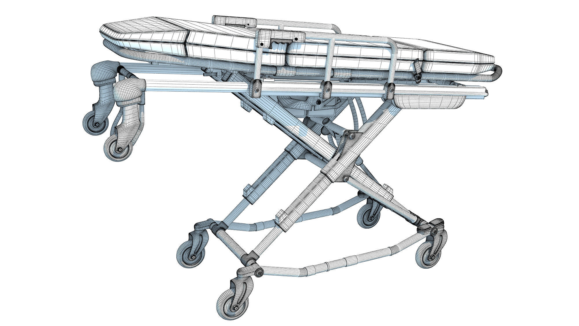 Ambulance Unfolded Gurney Stretcher 3D model_12