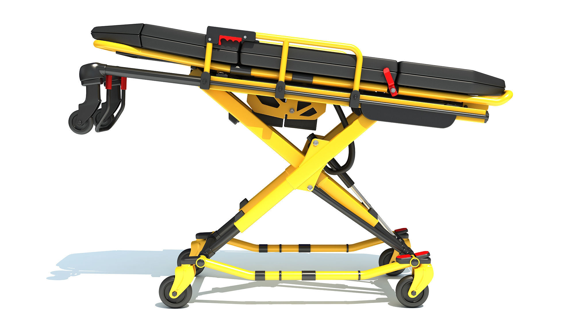 Ambulance Unfolded Gurney Stretcher 3D model_1