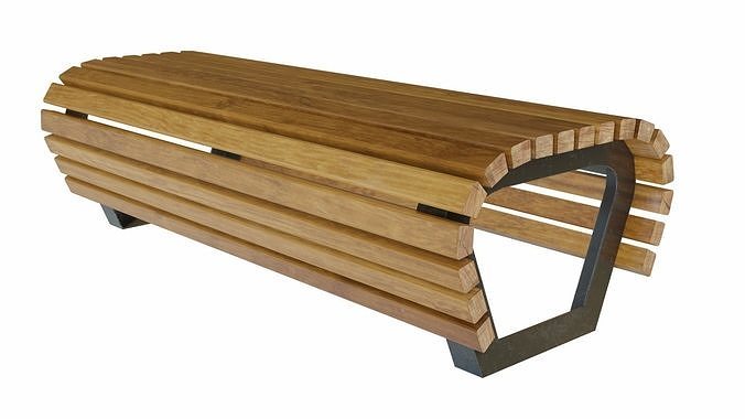The bench teak slatted coffee table Low-poly 3D model