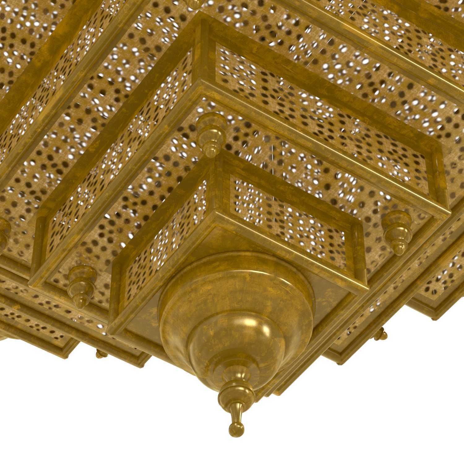 Chairish Square Brass Work Lantern Medium 3D model_4