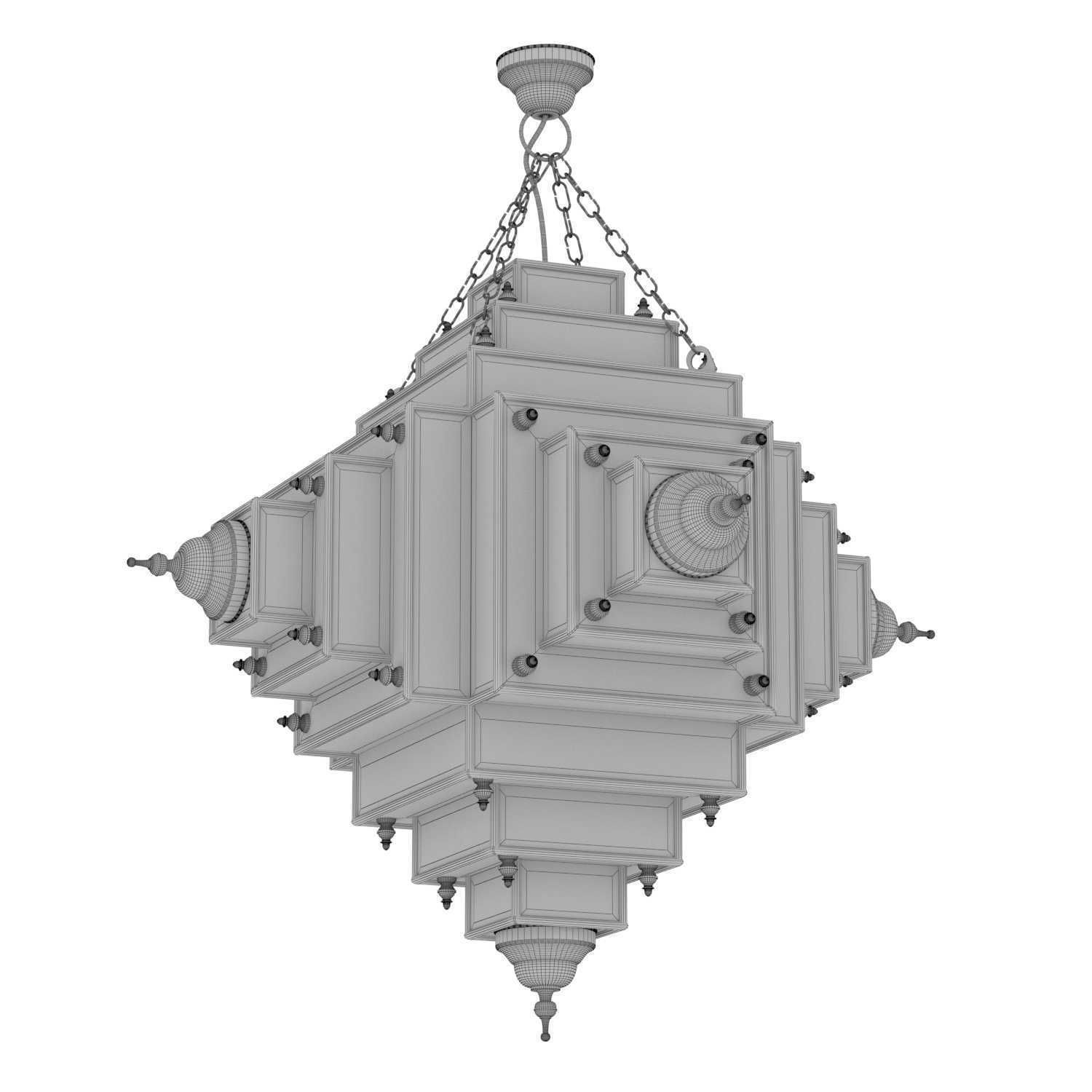 Chairish Square Brass Work Lantern Medium 3D model_5