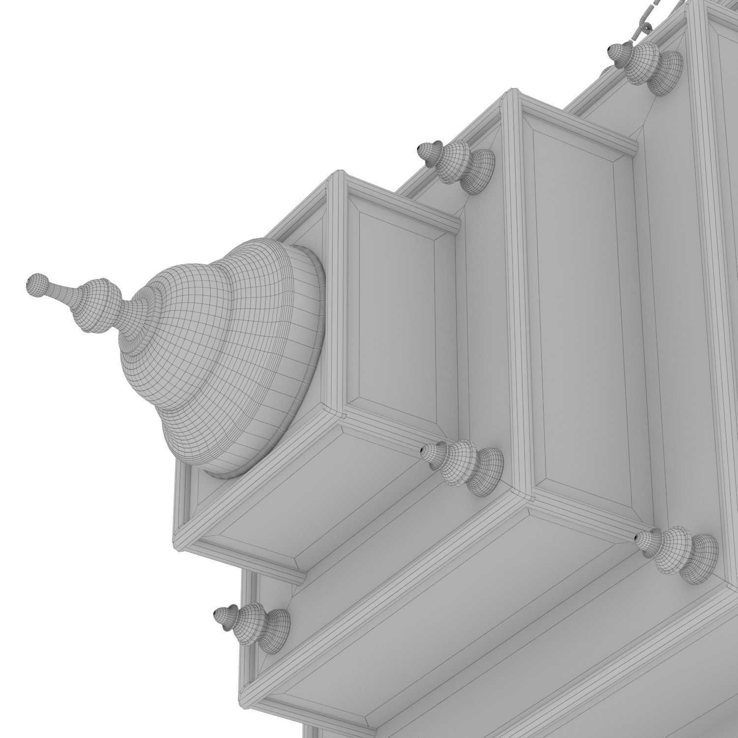 Chairish Square Brass Work Lantern Medium 3D model_7