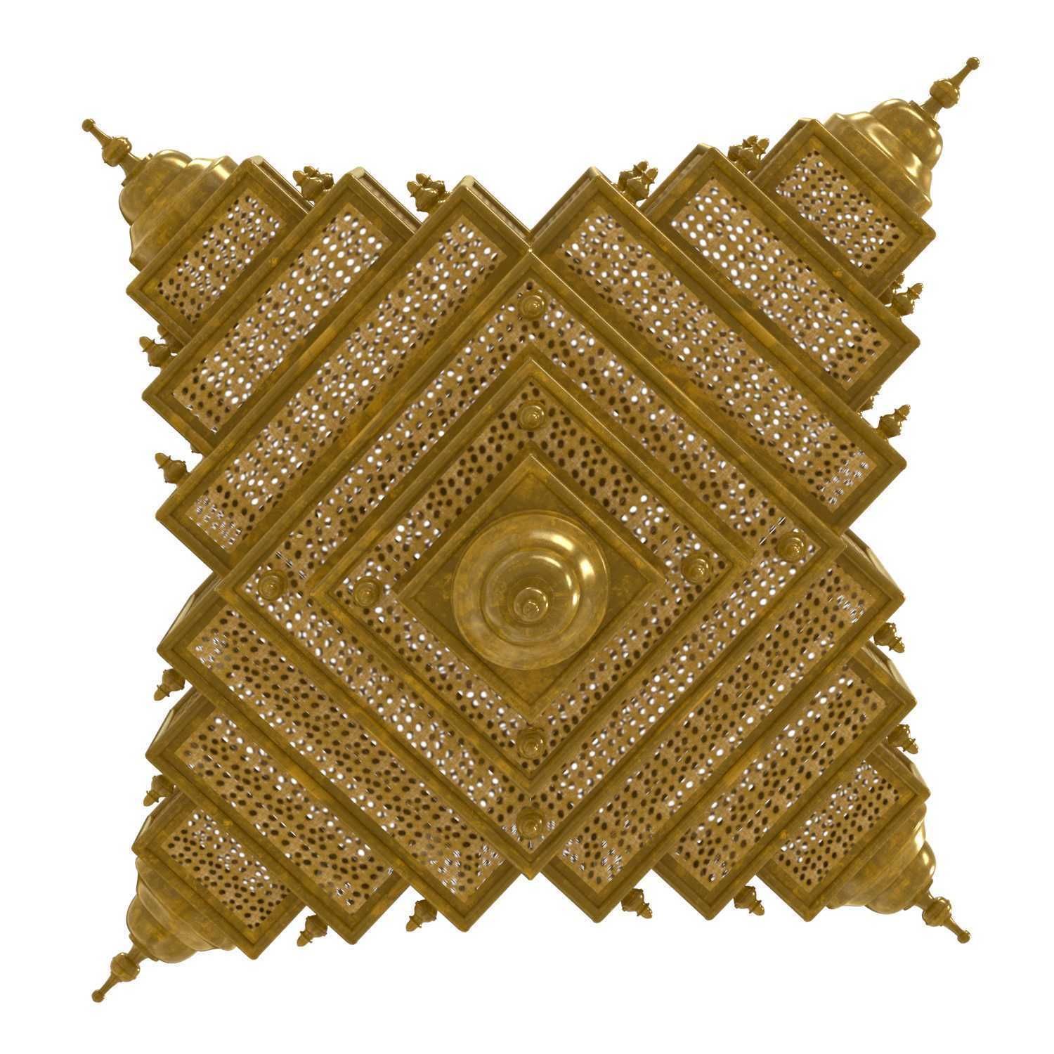 Chairish Square Brass Work Lantern Medium 3D model_2