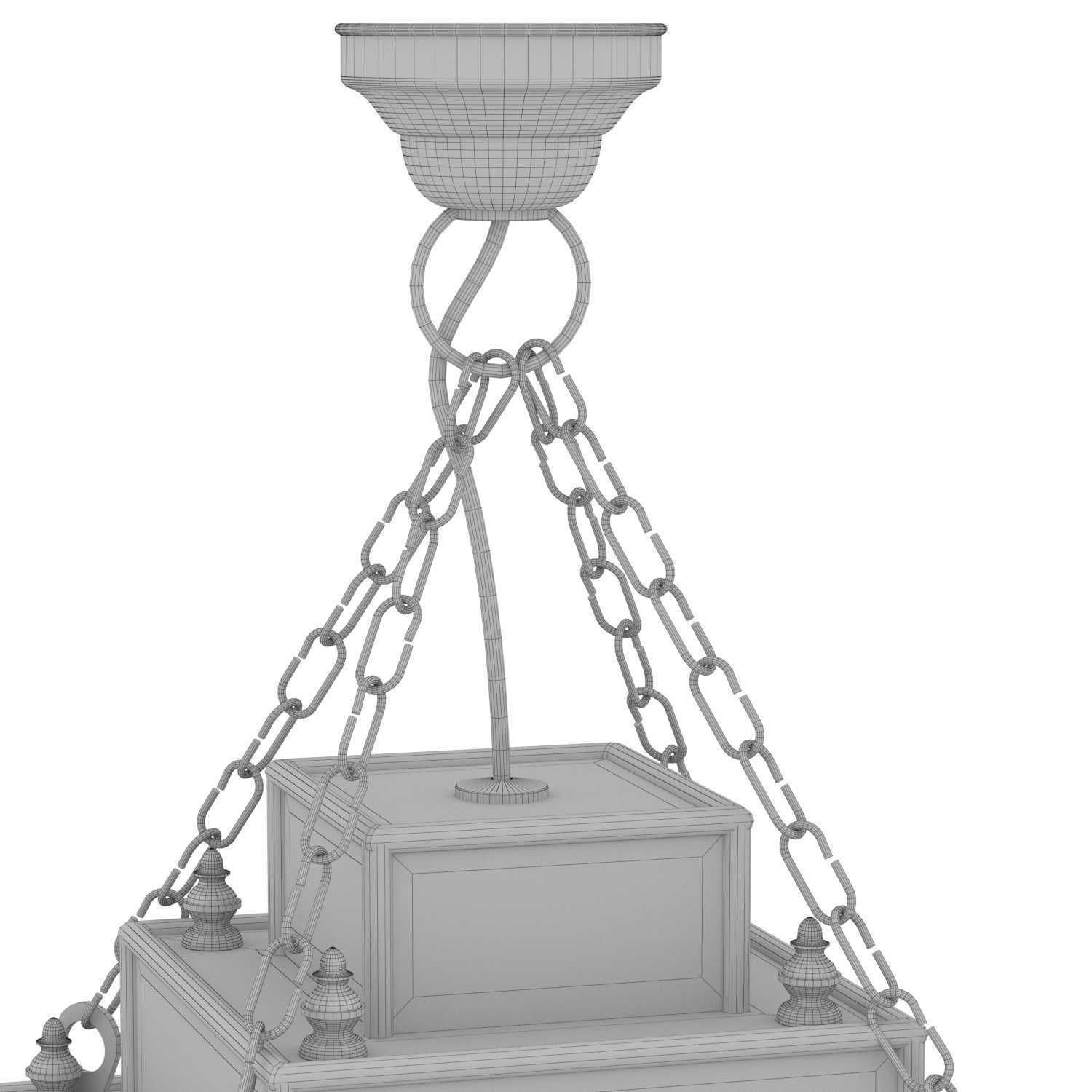 Chairish Square Brass Work Lantern Medium 3D model_6