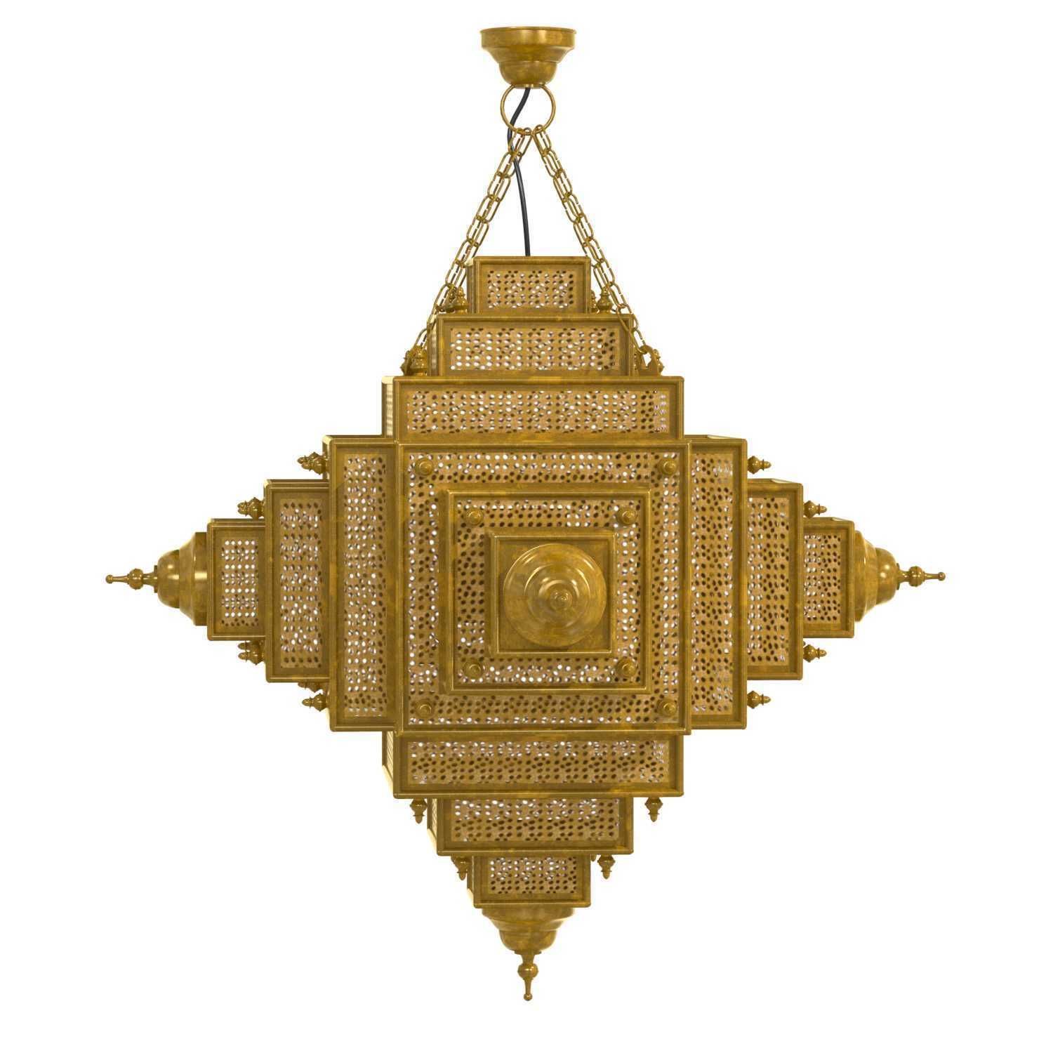 Chairish Square Brass Work Lantern Medium 3D model_1