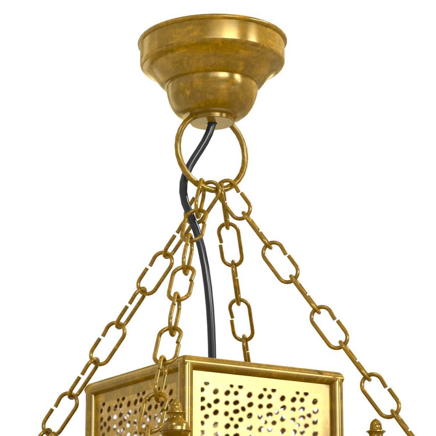 Chairish Square Brass Work Lantern Medium 3D model_3