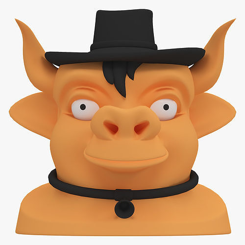 cartoon cow head 3D model