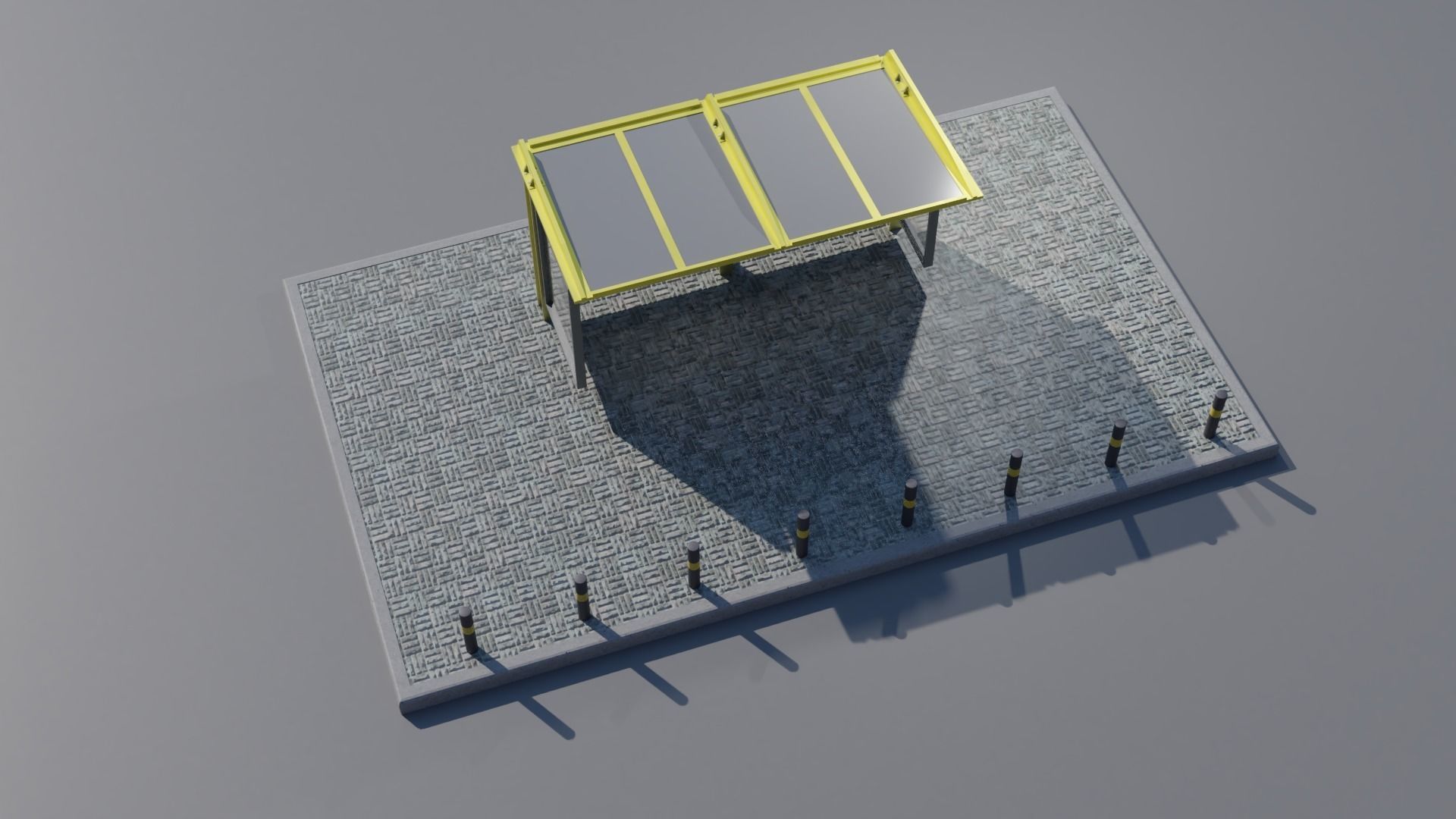 Bus stop Low-poly 3D model_3