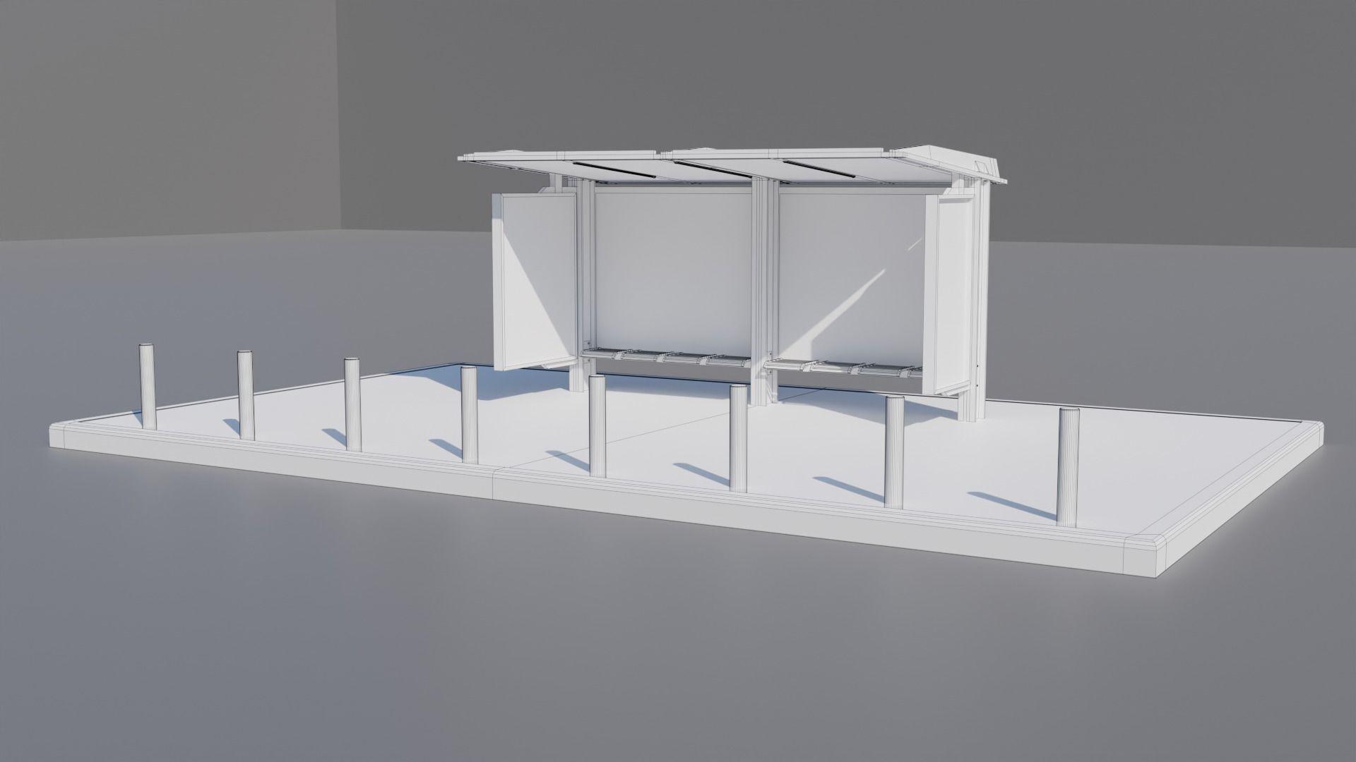 Bus stop Low-poly 3D model_6