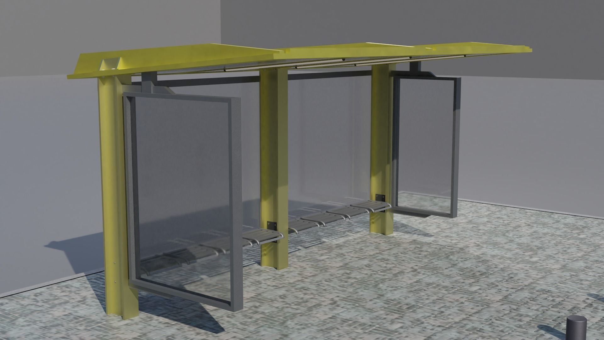 Bus stop Low-poly 3D model_2