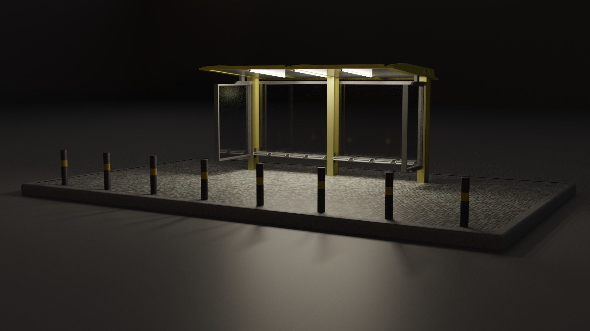 Bus stop Low-poly 3D model_5
