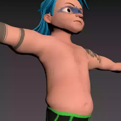 Surfer cartoon character with hair 3D model