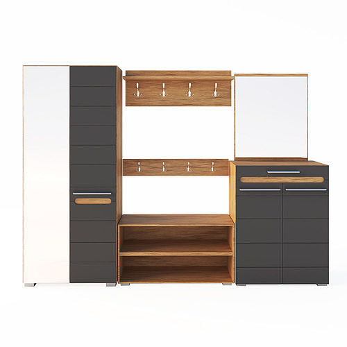 Wardrobe with drawers and shelves 3D model