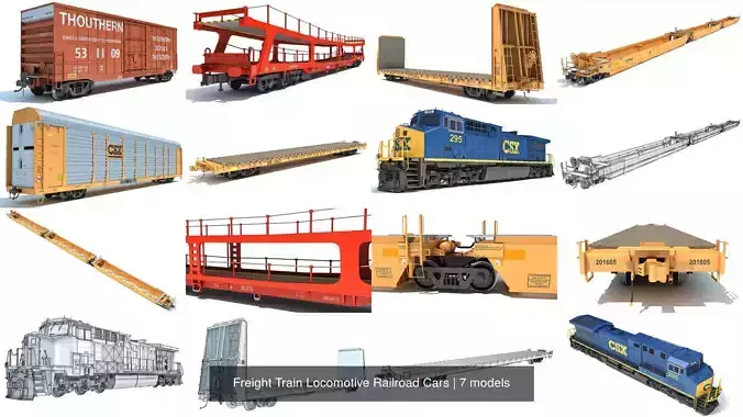 Freight Train Locomotive Railroad Cars