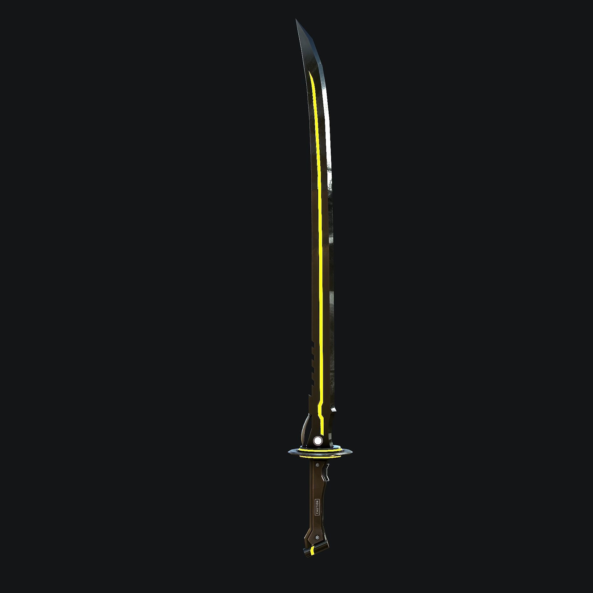 SCI - FI Katana Gameready Low-poly 3D model_9