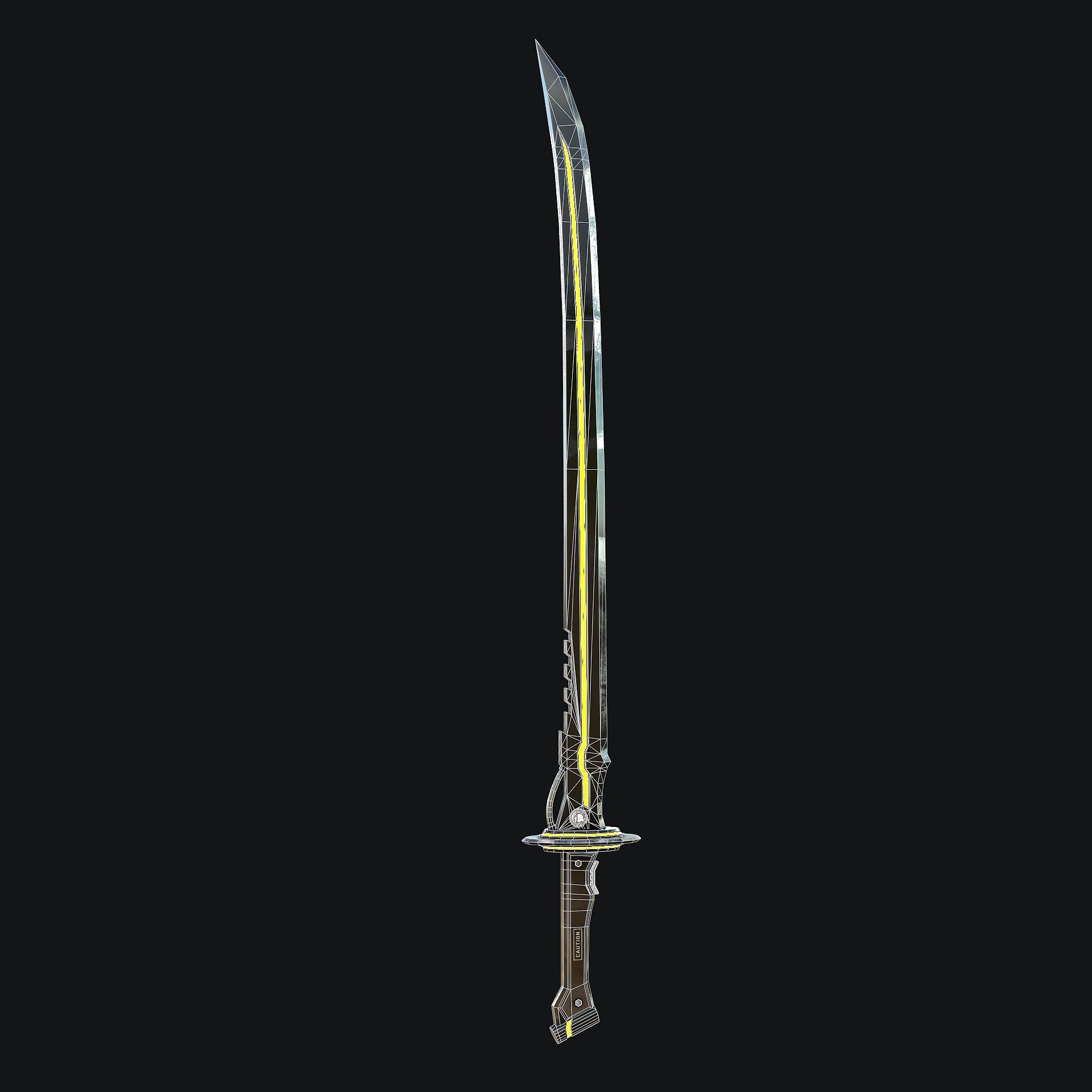 SCI - FI Katana Gameready Low-poly 3D model_11
