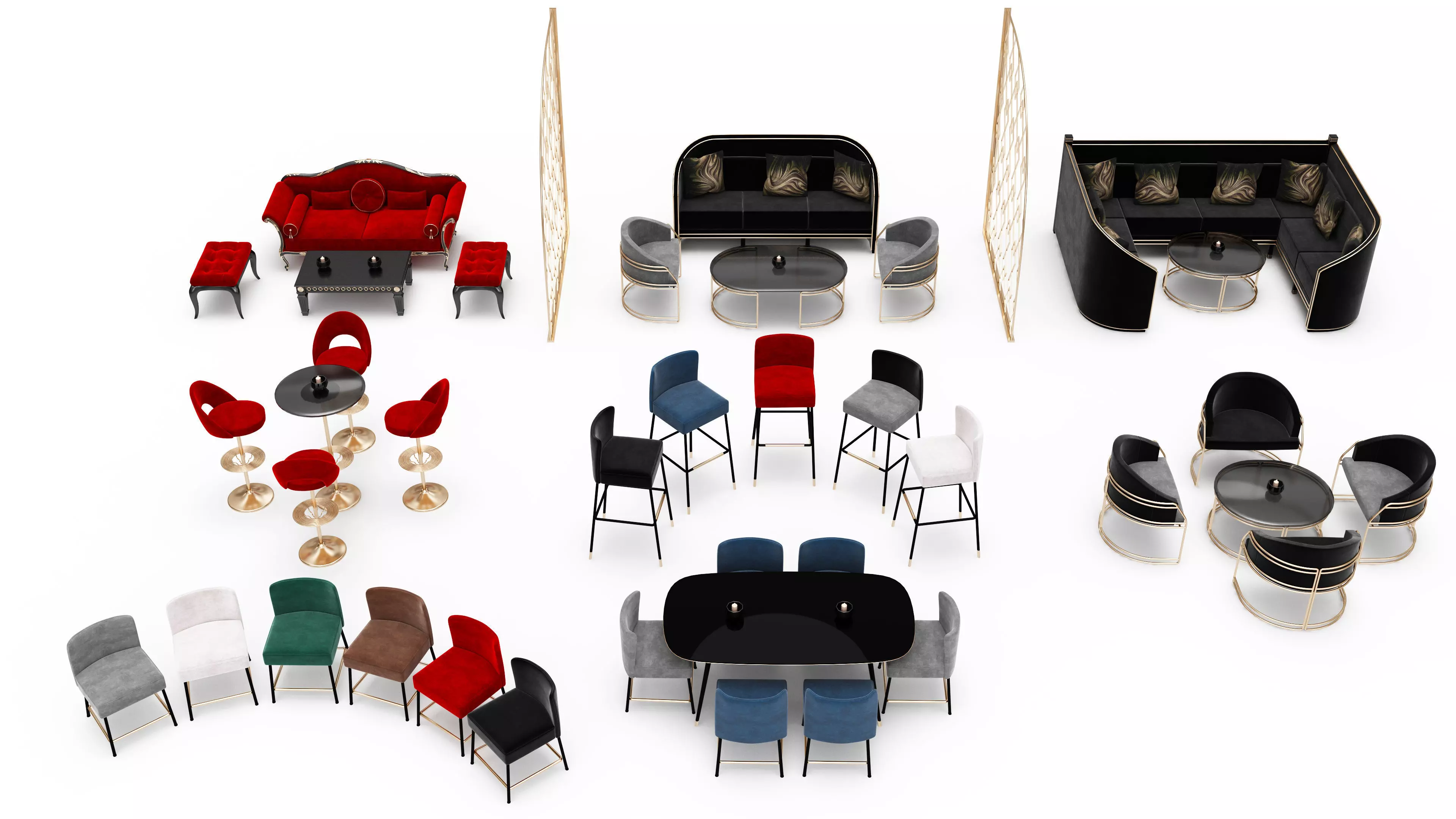 Restaurant Caffee Bar Club furnitures set 3D model